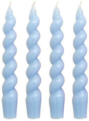 Tapered Candles - Dinner Candles Set of 4 - Spiral Gloss Candles - Perfect for Dinner Parties and Table dressings - Candles Set of 4-20cm Length x 2.5cm Diameter (Arctic Blue)