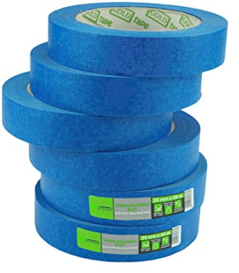 ToolSpace 6x Malerkrepp für präzise Farbkanten PROFI Kreppband 25 mm - 6 x 50m Abdeckband Blau Malertape Klebeband Malerband aus Krepp Streichen Lackieren Renovieren Selbstklebend Maler Abklebeband
