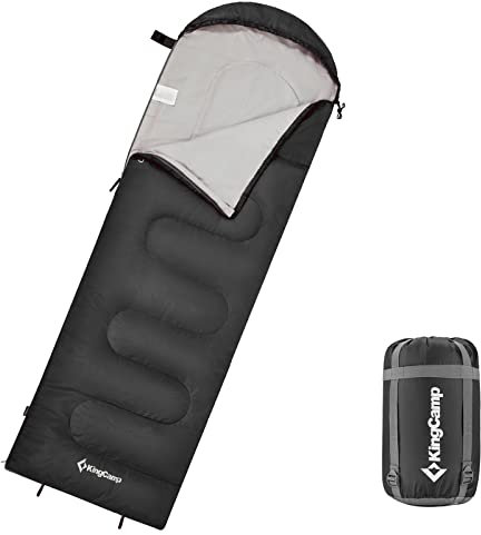 KingCamp Decken Schlafsack Oasis 250 Sommer Camping Outdoor 2,2m Lang&Breit -3°C Black - Zipper L