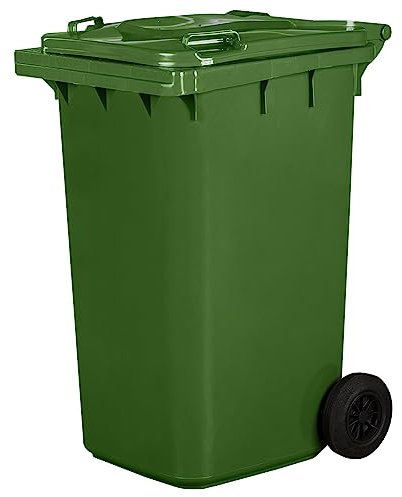 Cubo de basura basura | PN-EN 840 | 240 litros | con ruedas | sistema de fijación para muestreo mecánico | plástico | color verde