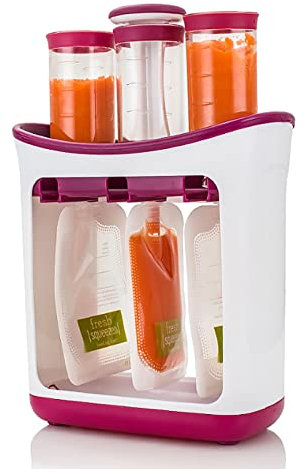 Klämstation klämstation för barnmat med 10 klämpåsar babymat BPA-fri klämmaskin för smoothie fruktjuice matmaskin för hem, kök, spädbarn, småbarn