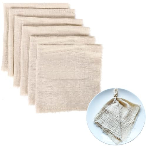 Stoffservietten Beige Leinenservietten Dinner Servietten: TOATELU 6 Stück Dinner Stoffservietten Baumwolle Wiederverwendbare Feiern Abendessen Cafe Restaurant, Leinen Serviette für Partys Weihnachten