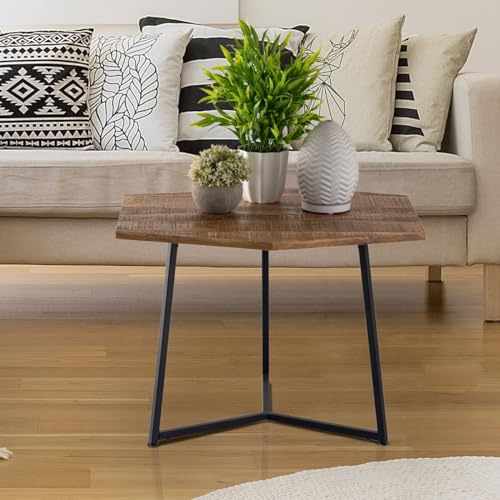 Amago home Beistelltisch 56 x 48 cm Couchtischnachhaltig Wohnzimmer Tisch Inka Metall Gestell schwarz