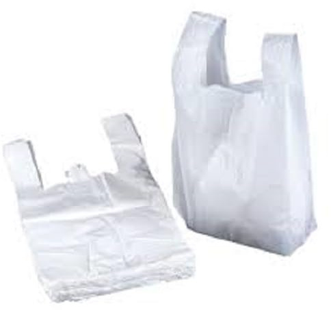 Sterling bargains 1000 x Small White Plastic Polythene Vest Style Reusable Shopping Carrier Bags - Medium Duty 12mu Size 10 x 15 x 18 Shopping Gift Boutique Supermarket Cash N Carry Market Stall.