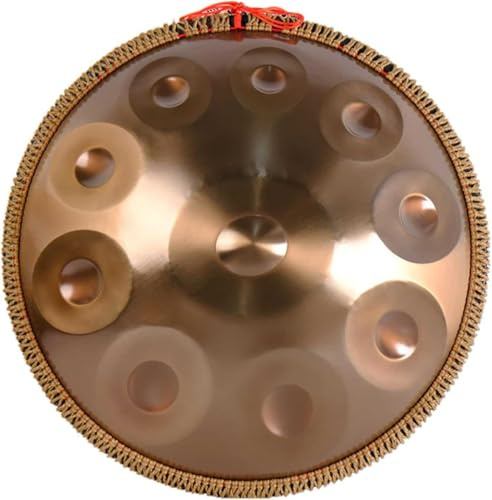 Handpan 432 Hz 10note 22 pollici Gold Performer  in re minore con supporto Handpan, custodia HandpanTamburo in acciaio