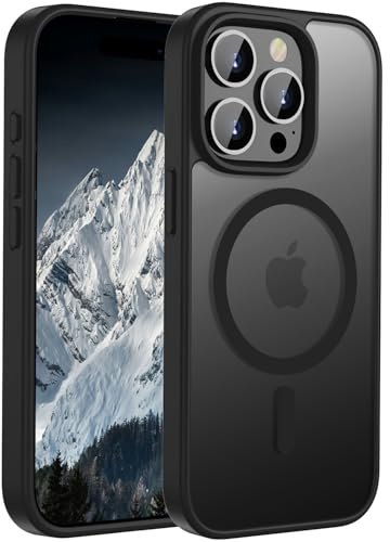 ORDA Magnetic Case for iPhone 15 Pro Max Case Compatible with MagSafe for iphone 15 Pro Max phone case Translucent Matte Slim Shockproof Cover phone case for iphone 15 Pro Max 6.7-Inch Black