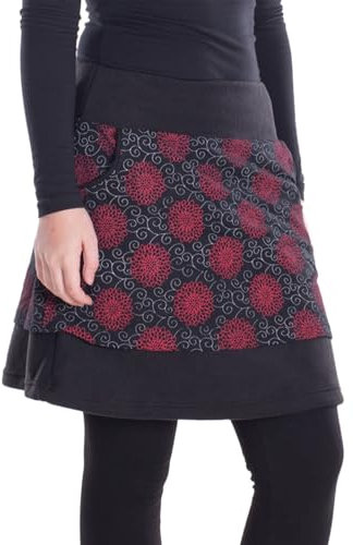 Vishes - Alternative Bekleidung - Thermorock Warmer Damen Winterröcke kurz Lagenlook aus ECO-Fleece schwarz 40