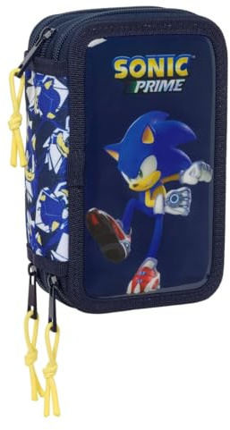 safta Sonic City - Trousse Scolaire avec 37 Outils Inclus, Trousse pour Enfant, idéale pour Enfants de 5 à 14 Ans, Confortable et Polyvalente, qualité et résistance, 12,5 x 5,5 x 19,5 cm, Bleu, M,