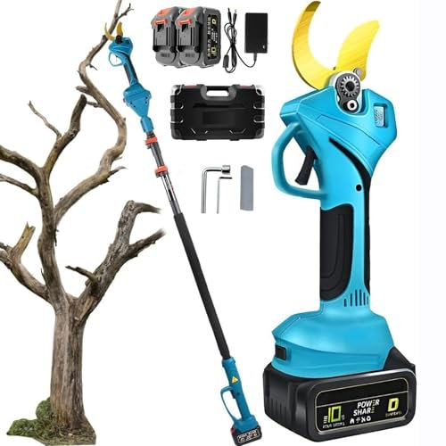 GHRERTX Electric Pruning Shears, Cordless Pruner Battery Powered With Telescopic Pole,Cut Branches Up to 4cm/1.57in,150° Adjustable Head, Power Pruner,For Tree Branch Flowering Bushes
