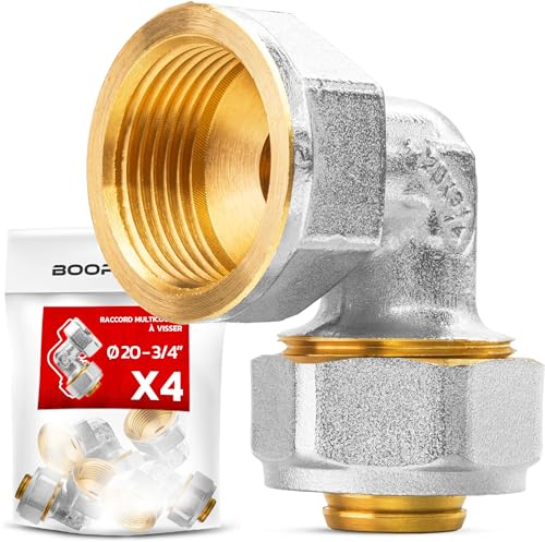 BOOPARTS – 4 piezas – Conexión multicapa 20-3/4 (20-27) para atornillar – Codo hembra multicapa – accesorio de plomería para tubo multicapa 20