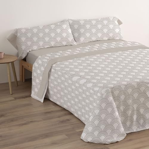 Donegal Collections - Sabanas 200 x 200 - Juego de Sabanas Cama 200 Cerc Beige - Bajera, Sabana Encimera y 2 Fundas de Almohada - Primavera Verano - Tacto Extra Suave 50% Algodón 50% Poliester