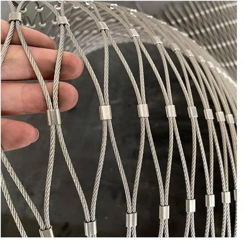 GOFQB Malla Protectora De Cable De Acero, Resistente la Intemperie Vallas Metalicas Flexible y Dobleable para Escaleras, Zonas Residenciales, Granjas(3x7m/9.84x22.96ft)