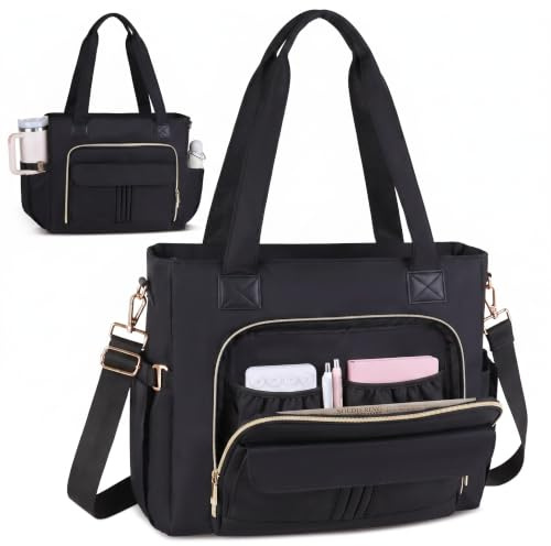 Prite Tote Bag for Women Laptop Work Tote Bag Lightweight Teacher Nurse Bible Bag for School Travel Water Resistant Shoulder Bag with Multi Pockets