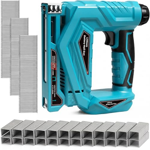 Clavadora a batería compatible con Makita 18 V – 2 en 1 18GA grapadora y pistola de clavos tipo 140 con 150 tiros/min, incluye 1000 clavos y 1000 grapas, para muebles, madera, proyectos de bricolaje