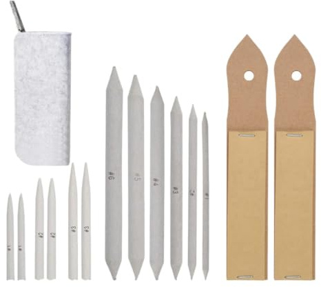 ibasenice 15 Pièces Estompe à Papier, Souches et Tortillons, Lot de Set de Pièces en Papier, pour Dessin et Croquis, pour Artistes et Débutants en Dessin, pour Ombrages et Effet Estompé