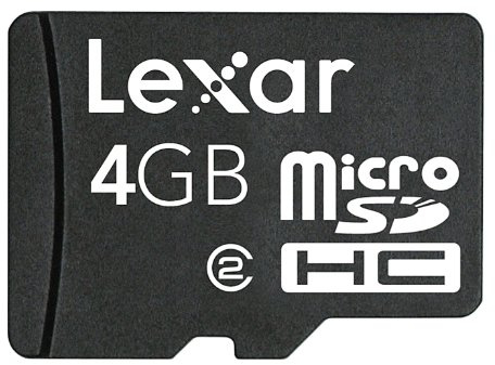 Lexar Professional 4GB Class 2 MicroSDHC Flash Memory Card with SD Card Adapter