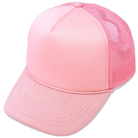 DALIX Plain Trucker Hat Mesh Cap in Light Pink