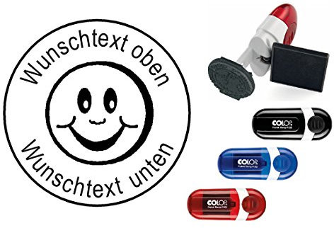 Geocaching Stamp Smiley with Personal Cachername/Nick Name Circular Stamp Geocaching Pocket Stamp