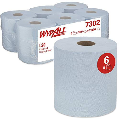 WypAll 7302 Industrial Wiping Paper L20 Centrefeed, 2 ply, Blue (6 rolls x 380 sheets)