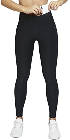 Formbelt Damen lauftights mit Taschen lang - Leggins Lange high Waist sportleggins Damen für Frauen Yoga Leggings mit Handyfach Running Sporthose Handytasche für Smartphone schwarz S