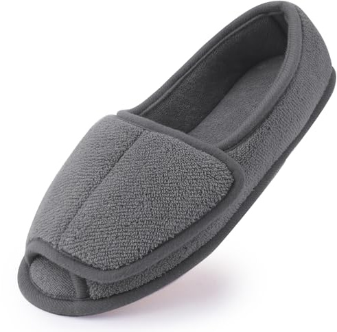 Git-up Chaussons Femme en Mousse à Mémoire Confortable Respirante Bout Ouvert Peluche Chaud Antidérapage Maison Pantoufles pour Intérieur et Extérieur