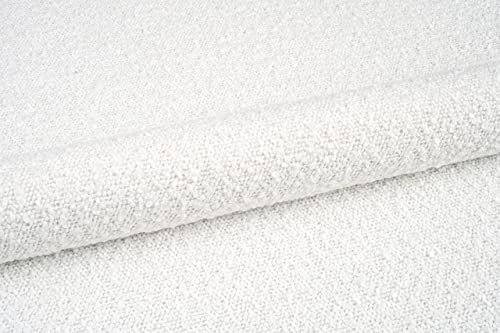 HEKO PANELS Colin Bouclé Frottier-Velours Schwer Entflammbar Polsterstoff mit Effektgarn Weiß