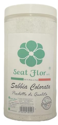 Seat Flor Färgad sand och sand för dekoration, bröllopssand, storlek 0,3/0,7 mm i burk 750 g (vit)
