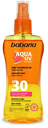 Babaria - Aceite Protector Solar 30 Spf | Crema Solar Con Aloe Vera | Autobronceador Corporal Natural | Aceite Solar De Rápida Absorción | Bruma Solar En Spray
