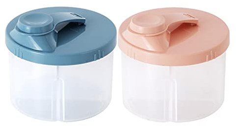 luukiy 2 Stück Milchpulver-Box, Milchpulver Portionierer Baby, Milchpulver-Spender Tragbarer, Snack-Aufbewahrung Behälter Mit 4 Fächern, Transparent Milch Pulver Spender