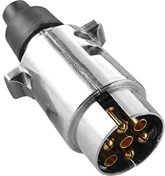 DARKGUARD 1pedazo Enchufe 7pines Remolque Metal 12vISO1724,Impermeable,Zócalo Caravana 7Pines Macho, Adaptador Enchufe 7pin per Remolque,Conector 7polos 12v per Remolque Camión Caravana (DG7PM-1)