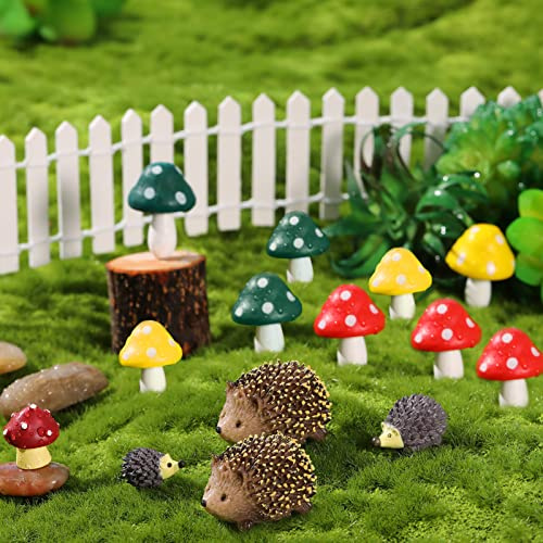 Dacitiery Accessoires de jardin miniatures en résine,Mini hérissons et champignons,Accessoires de jardin féérique,Figurines d'animaux de jardin pour jardin féérique,Bonsaï,Décoration artisanale