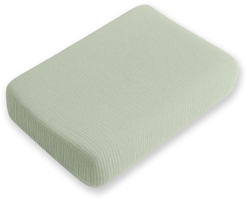 PAPATE - Housse de Matelas à Langer en Gaze de coton Biologique, Doux et Respirants 50x70cm - Multi-usages pour Bébé et Enfants - Fabriqués en France - Idéal pour Nouveau-nés (Vert)
