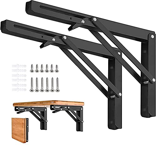 Folding Shelf Brackets 24 inch 2Pcs Heavy Duty Collapsible Shelf Bracket