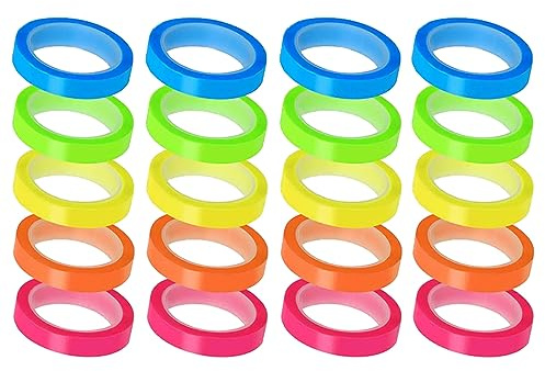 Zasvec Ruban-Surligneur 20 Rouleaux Ruban-surligneurs Adhésif Transparent Amovible Ruban Fluorescents Marqueur de Page Ruban Marqueur Page Fluorescents Ruban Adhésif Coloré Transparent
