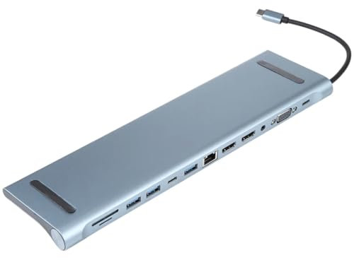 WIKIPARTS 12-in-1 USB-C Docking Station/USB-C Hub for Asus lenovo HP Dell Google ChromeBook pixels Tablets phones Windows USB C laptops and Type C Devices