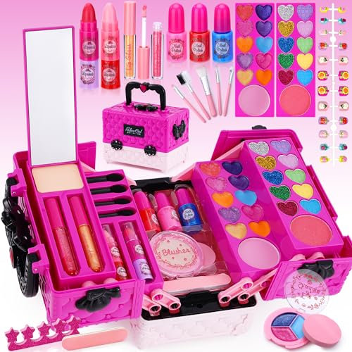 Lubibi Kinderschminke Set Mädchen,Schminkkoffer Mädchen Spielzeug Kinder,Waschbar Schminke Kinder,Make Up Set,Rollenspiel,Halloween Geburtstage Weihnachten Geschenke für Mädchen 4 5 6 7 8 9 10 Jahre