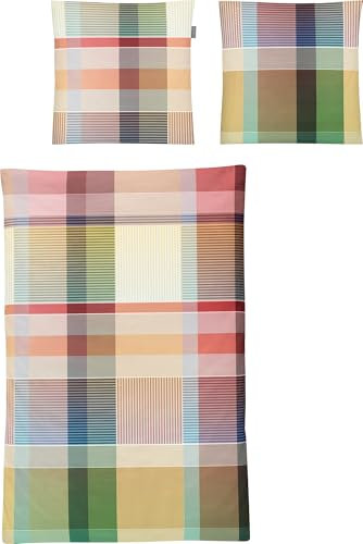 Irisette Bettwäsche Mako-Satin gelb-grün-altrosé Größe 1x 135x200 cm + 1x 80x80 cm