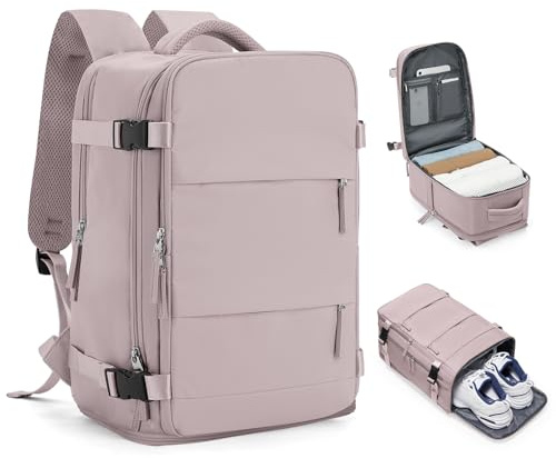 HPLQQ Zaino Bagaglio a Mano Borse da Cabina per Ryanair 40x30x20 Zaino Aereo Zaino da Viaggio donna, Borsa da Viaggio aereo Impermeabile 14 Pollici Zaino Casual Porta PC,E6-radice Di Loto Rosa