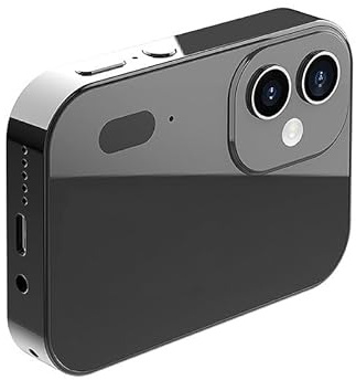 Zeroupshop digitalkamera med full pekskärm, 4K trippelkamera CCD film musik smart kamera, videokamera bärbar minikamera (svart)