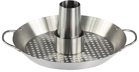 Brigros MasterCook - Supporto per Cottura del Pollo in Acciaio, Cuoci Pollo Verticale per Barbecue, Accessori BBQ per Griglia E Forno, Supporto Pollo BBQ Ideale per Pollo allo Spiedo Professionale