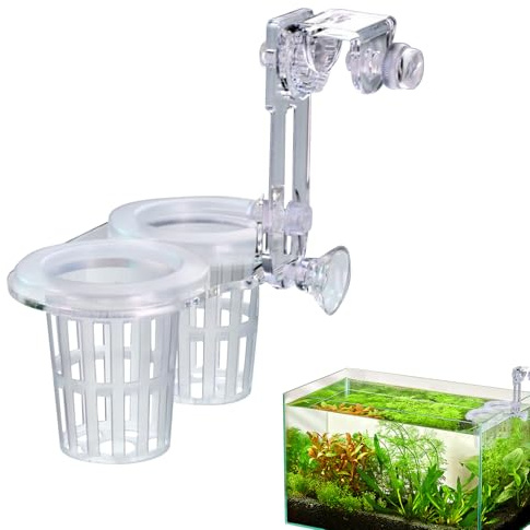 Pruojhw Fisch-Leinenhalter, Pflanzgefäß zum Angeln – Aquariumständer mit Loch, Dekoration zum Angeln, doppelte Hydrokultur-Tassen, verstellbar, Wasserzubehör