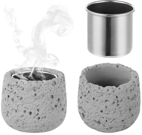 2-Piece Sauna Fragrance Oil Cup Set With Steel Diffusers, Round Cement Aroma Holders For Relaxing Scent Use In Spa Or Steam Room