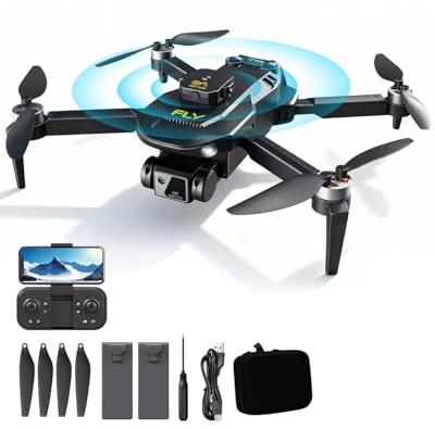 Drone Toy with Camera for Kids, Foldable Remote Control Quadcopter, One Key Start, Altitude Hold, 2 Batteries, Gift for Beginners