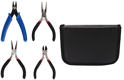 Juego de 4 alicates de punta redonda, alicates de punta redonda, juego de herramientas con bolsa de almacenamiento para manualidades, fabricación de joyas, ingenieros,