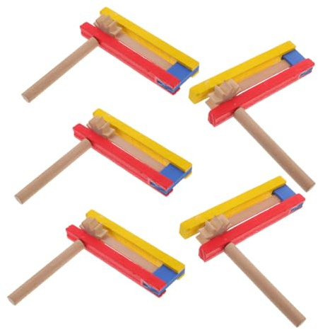 Beaupretty 5 Sonajeros Giratorios de Madera Trinquete Tradicional, Generadores de Ruido para Fiestas y Cumpleaños, Instrumento de Percusión Manual, Juego Educativo y Divertido