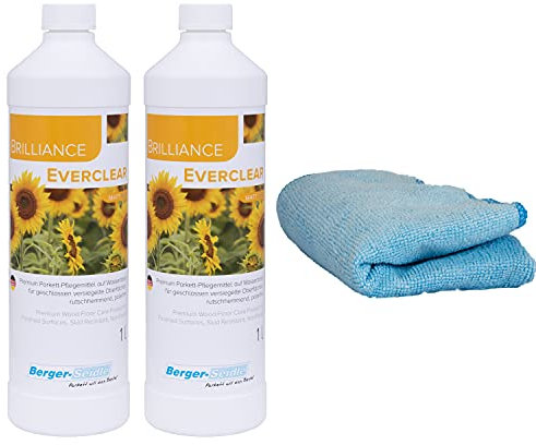 2x1 Liter Berger-Seidle Everclear Matt Parkettpflegemittel + wasserbasiert, versiegelte, lackierte Parkettböden Holzboden Dielen +Poliertuch