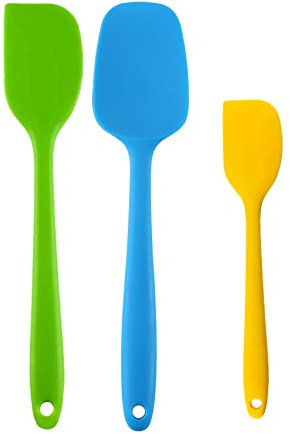 EasyULT 3 PCS Silicone Spatula Set, Heat Resistant Silicone Spatulas, Non Stick Coating with Steel Core, Cake Cream Butter Spatula Mixing Batter Scraper, Silicone Kitchen Utensils for Baking, Cooking