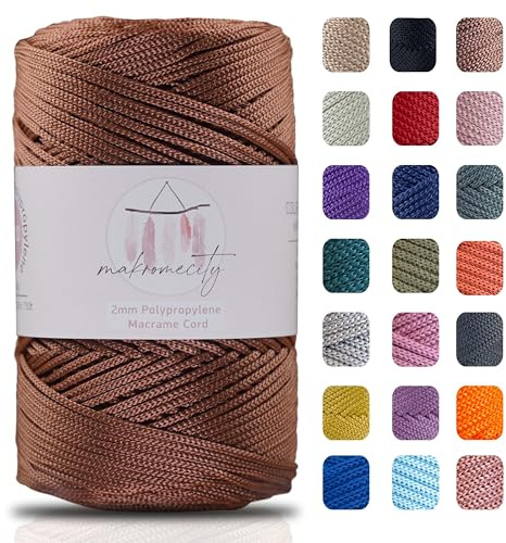 Makromecity makramégarn 2 mm x 230 m, premium polyester, makramérep, polypropen, garn för hantverk, hemdekorationer, bordstabletter, axelväska, handväska, löpare, nappkedja, 20 färger (koppar)