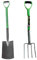 Unibos | 2 Pieces Traditional Digging Spade & Garden Fork Set | Carbon Steel Heat Treated | Ergonomic Soft Grip D Handle | For Gardeners, Builders, DYI (Green)