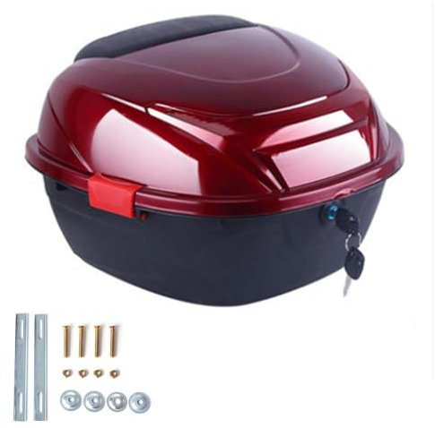 JEDAL Motorrad topcase 35L motorradkoffer Wasserdicht Motorrad Top Box, Topcase für Roller für Helm Gepäck Motorrad Tail Box (Farbe : Weinrot)